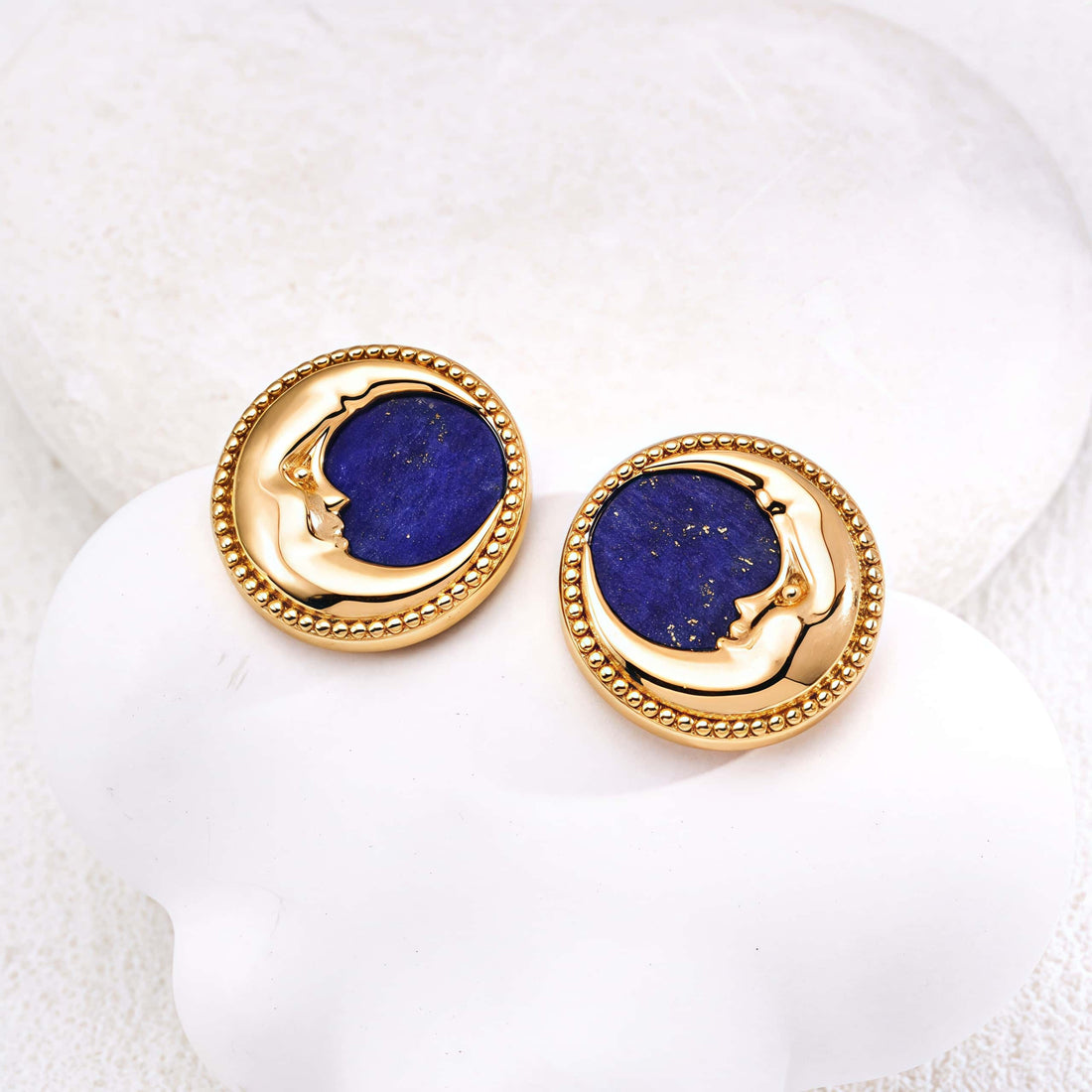 925 Silver Vintage Gold Lapis Lazuli Earrings Elegant