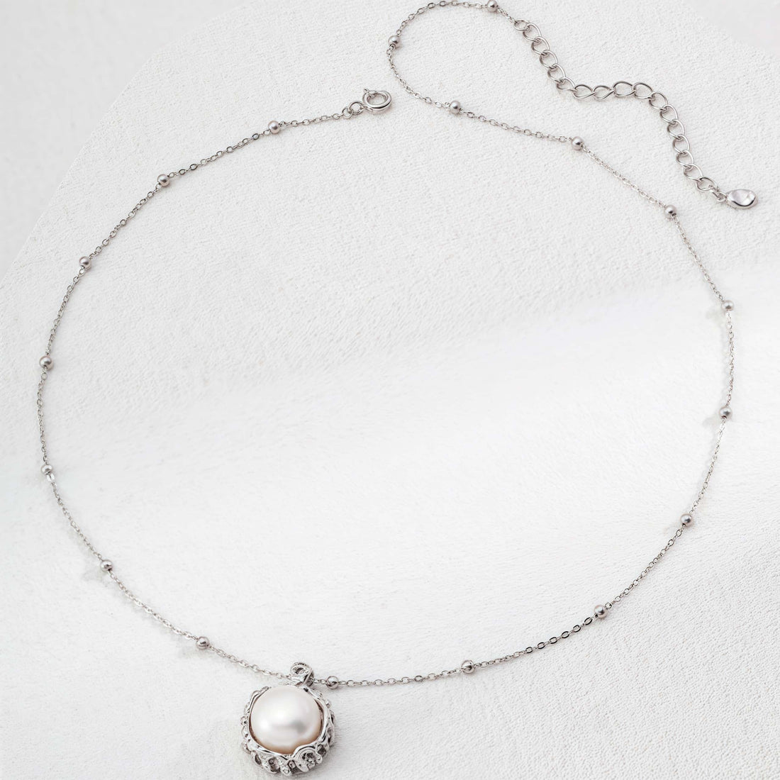 Minimalist Pearl Pendant Necklace - Sterling Silver with Natural Pearls