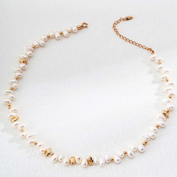 Vintage Pearl Necklace - Sterling Silver with Natural Freshwater Pearls