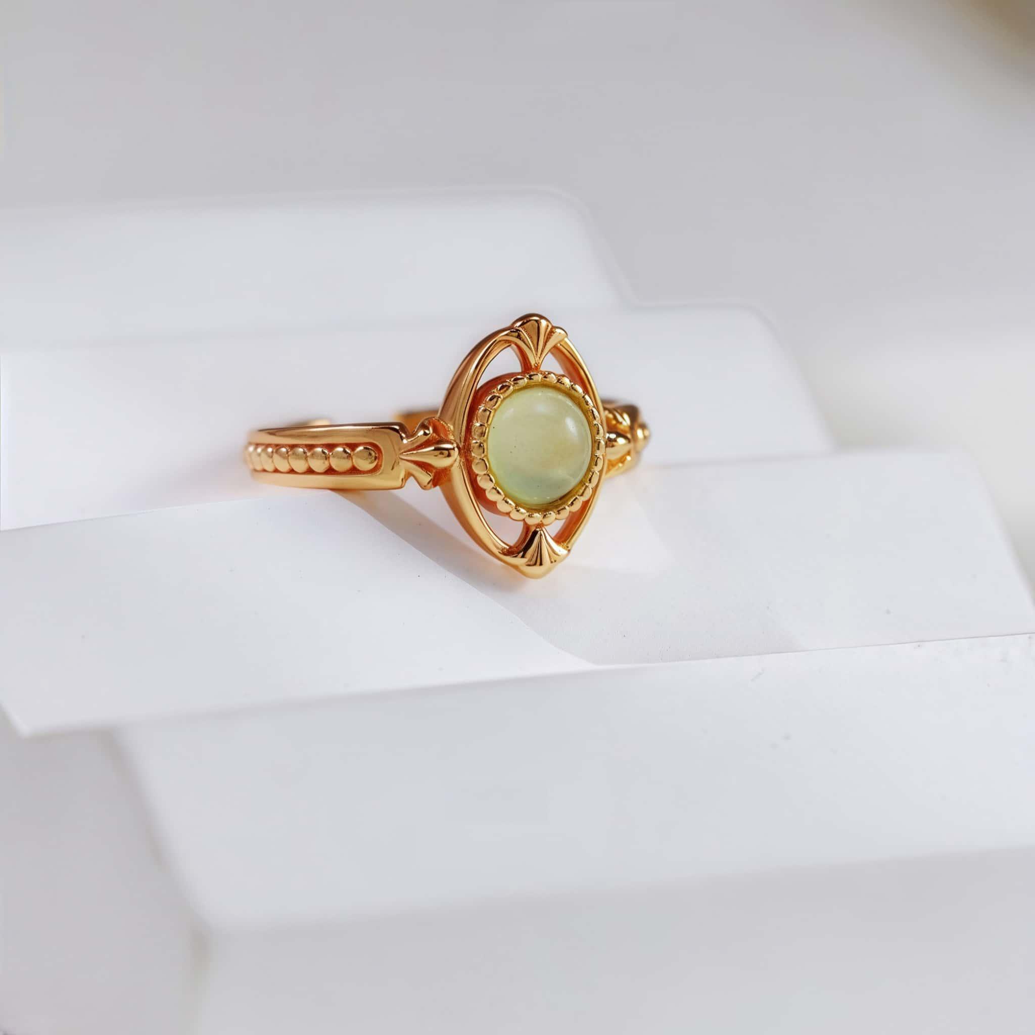 Sterling Silver Vintage Gold Ring - Grape Agate, Adjustable