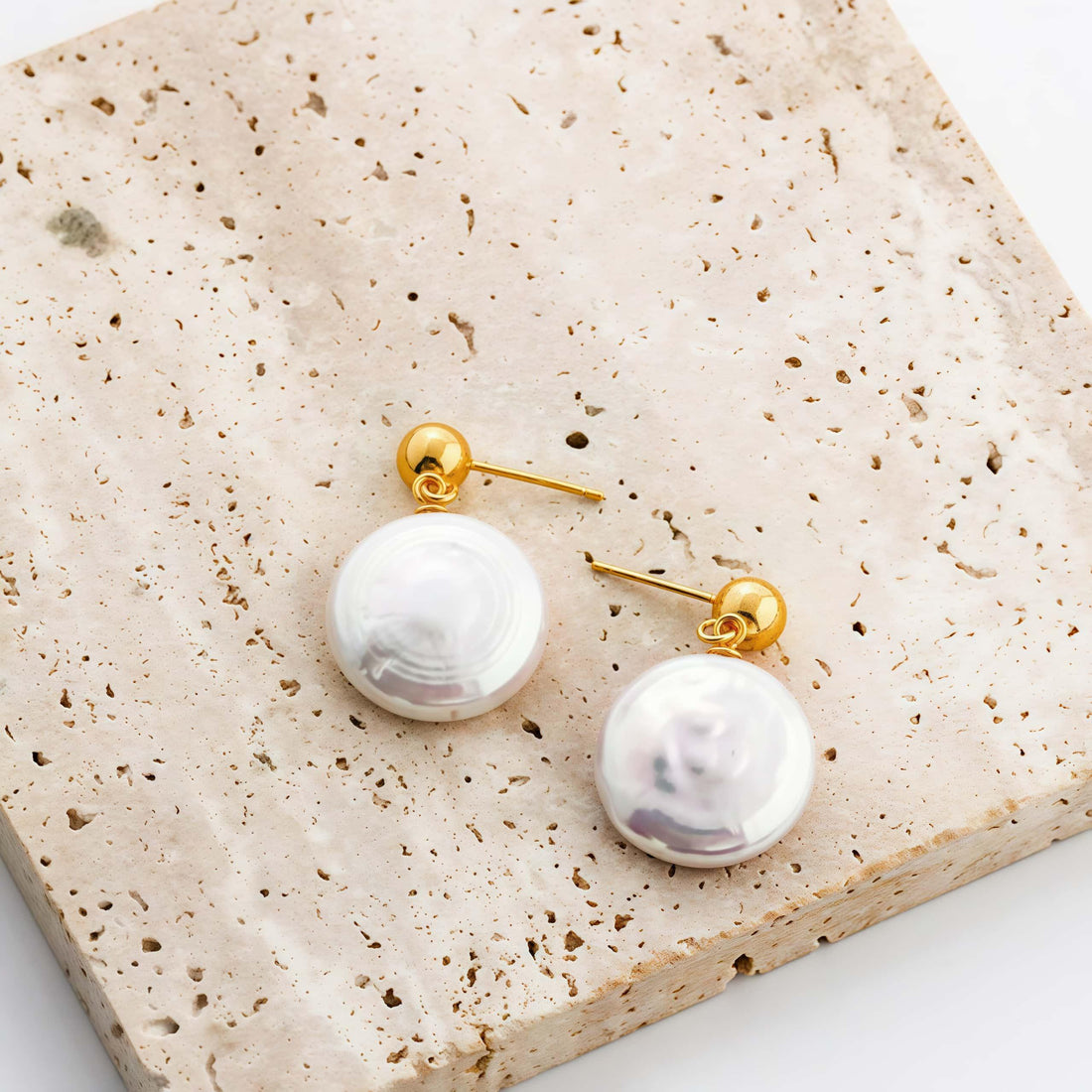 Natural Baroque Pearl Earrings - Gold-Plated Sterling Silver