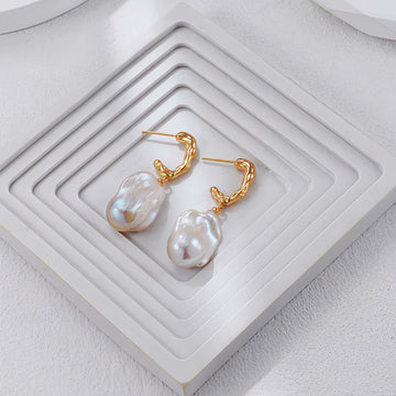 Sterling Silver Baroque Pearl Earrings – Handmade, Unique Statement Jewelry