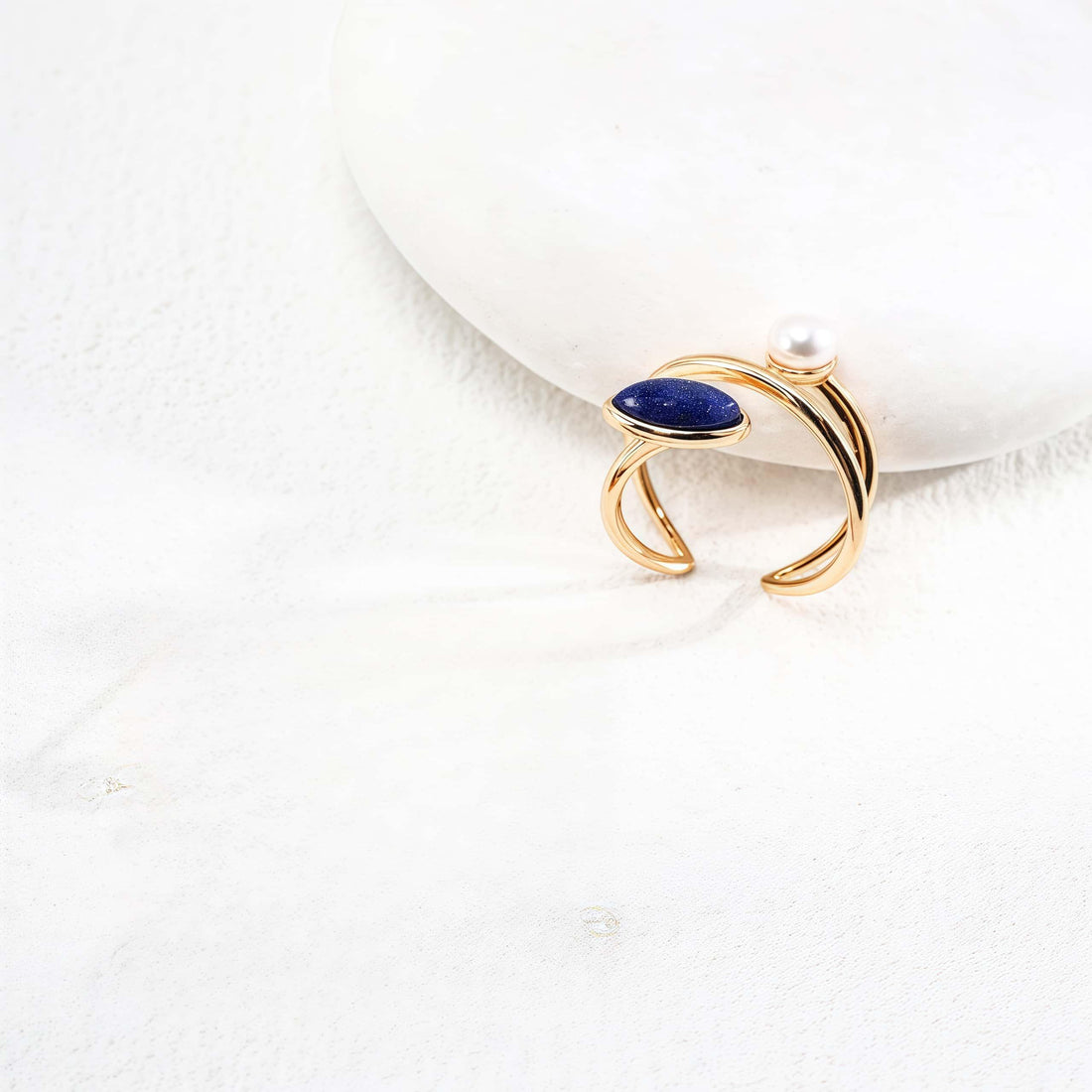 Vintage Gold Pearl Ring - Adjustable Sterling Silver Jewelry