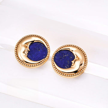 925 Silver Vintage Gold Lapis Lazuli Earrings Elegant