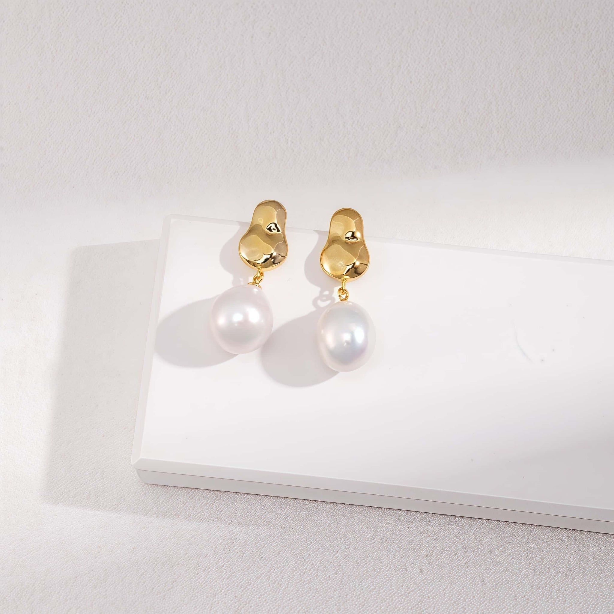 Unique Baroque Pearl Earrings - Sterling Silver & K Gold Vermeil