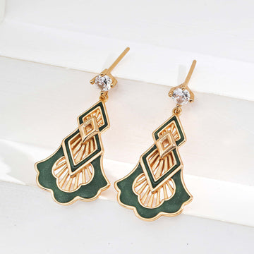 925 Sterling Silver Enamel Zircon Drop Earrings – Vintage Chic