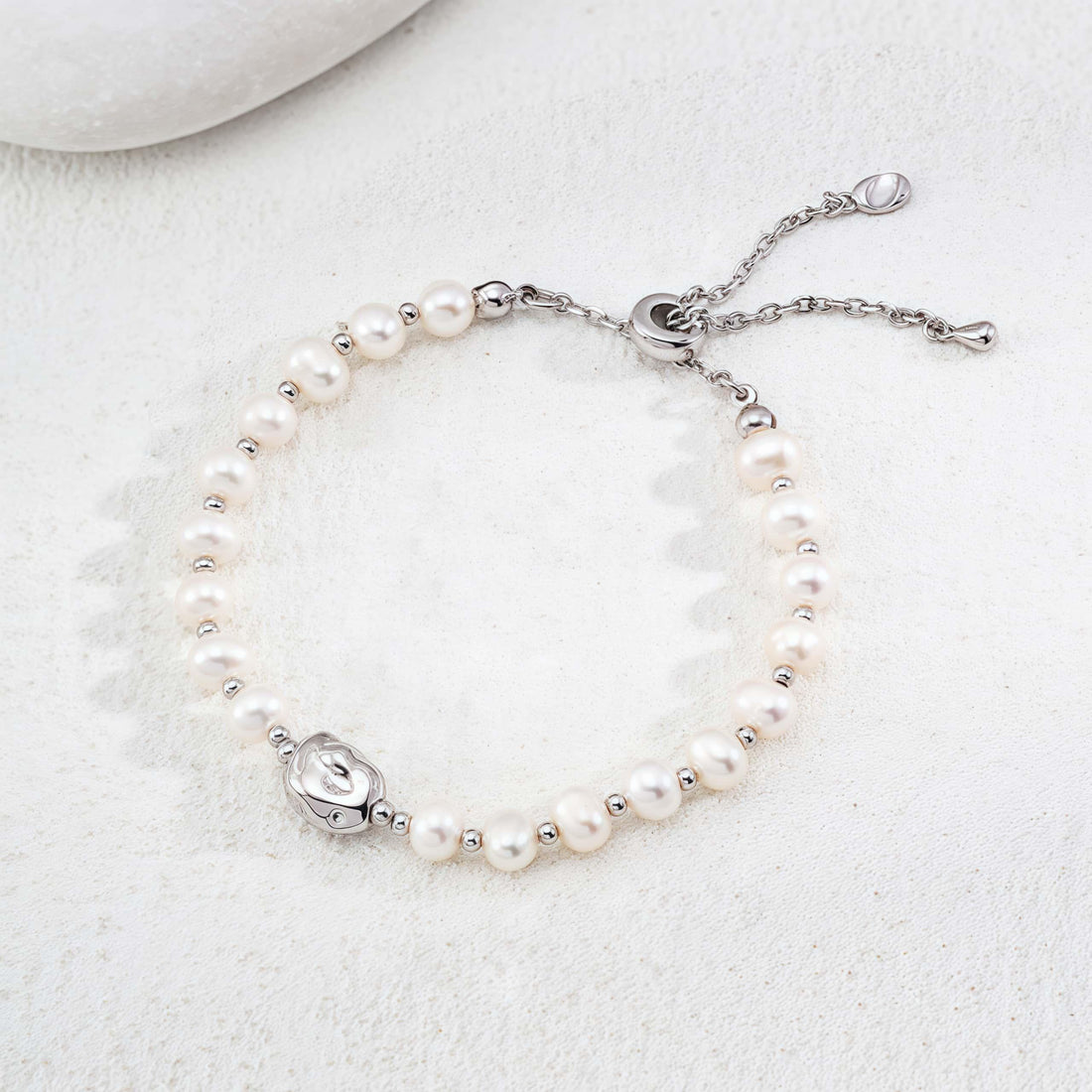 925 Silver Natural Pearl Bracelet - Adjustable & Elegant