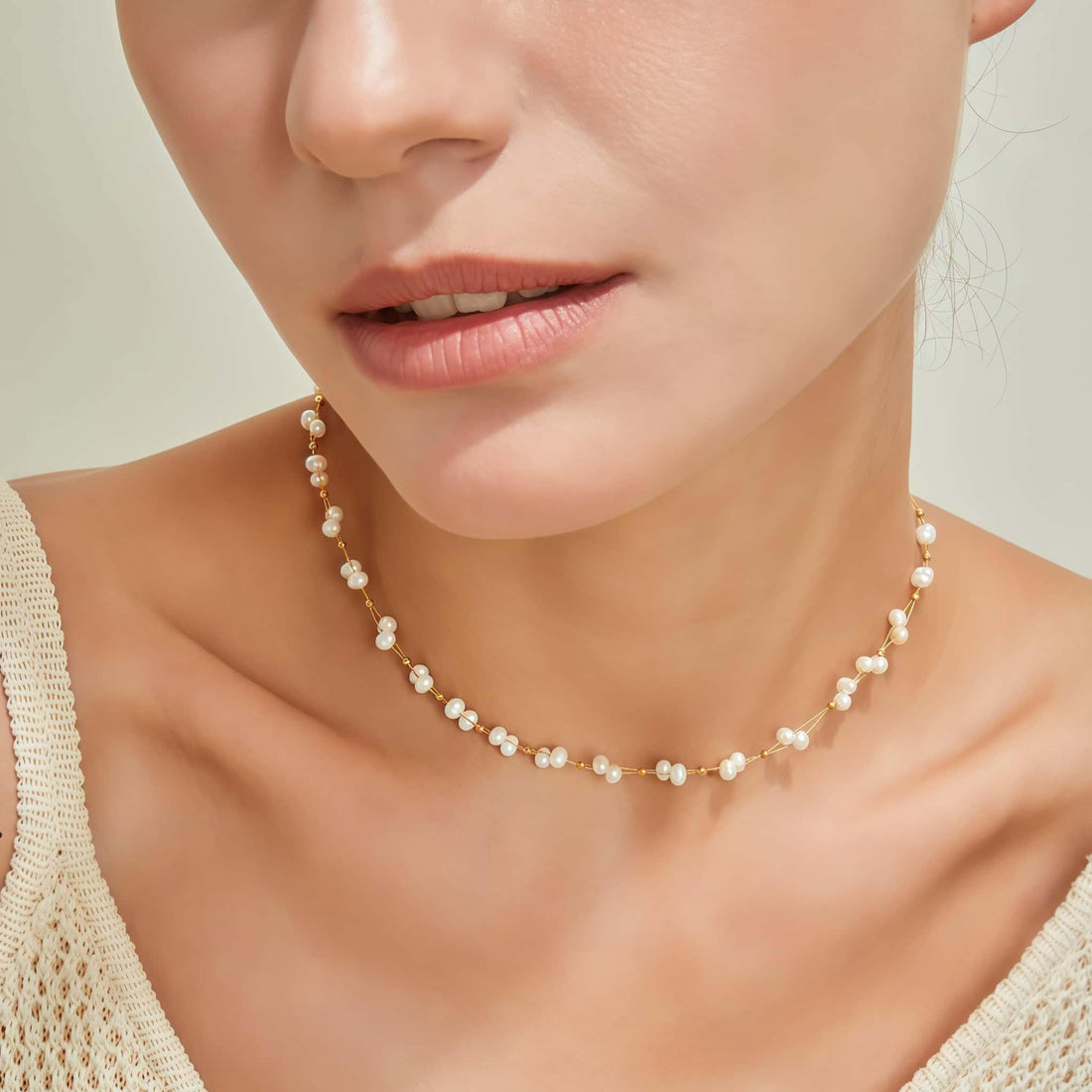 Handwoven Pearl Necklace – Sterling Silver, Adjustable, Hypoallergenic